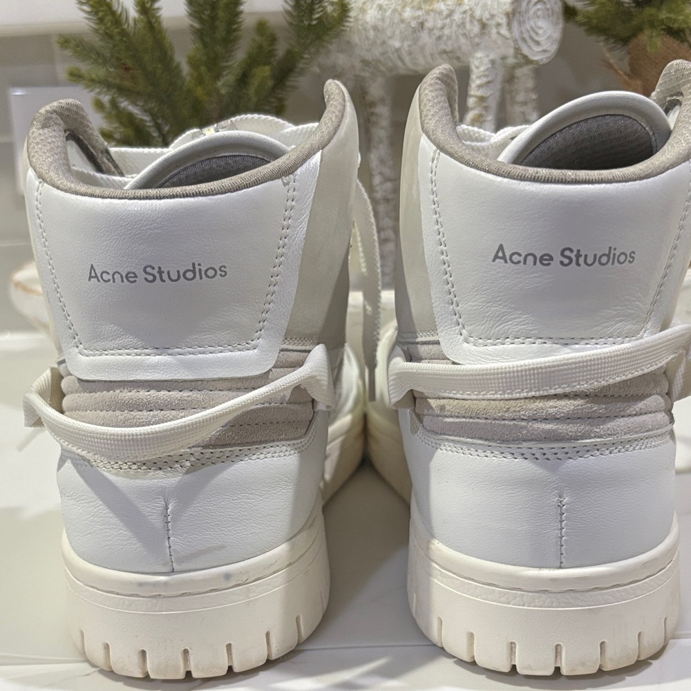 Acne White and Gray High-Top Sneakers - Picture 6 of 11
